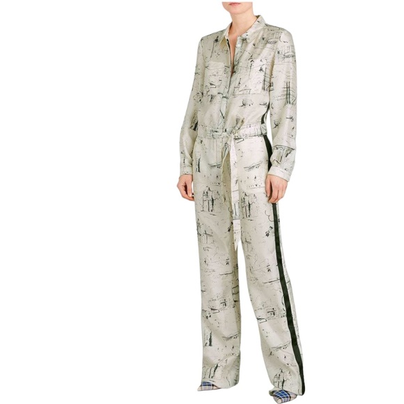 BURBERRY Landmark Silk Jumpsuit size 2 - Picture 2 of 11